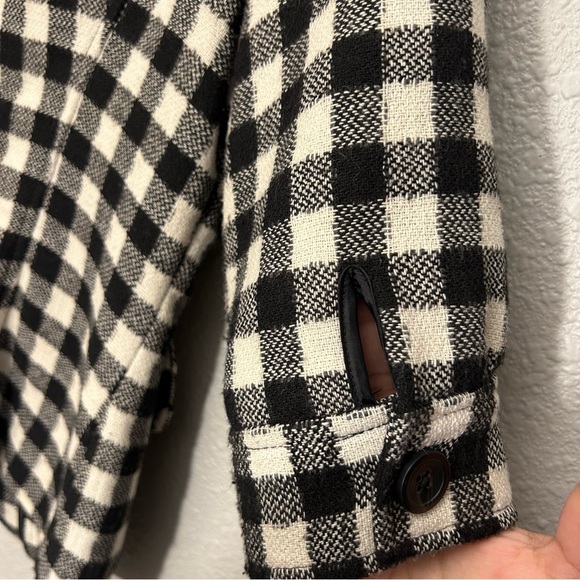 Anthropologie Burlapp Size 4 Wool Blend Black and cream checkered jacket - Picture 13 of 16